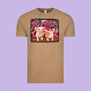 Be Mine Valentine's Day Pigs Vintage Tee Designed By Jasminsmagicworld