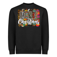 Black Western Merry Christmas Heavyweight Sweatshirt - CowhideDigitalArt