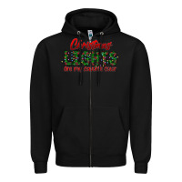 Black festive christmas lights text art Zipper Hoodie - CowhideDigitalArt