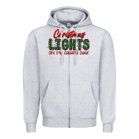Heather Grey festive christmas lights text art Zipper Hoodie - CowhideDigitalArt