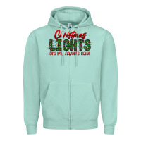 Seafoam festive christmas lights text art Zipper Hoodie - CowhideDigitalArt