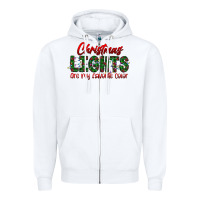 White festive christmas lights text art Zipper Hoodie - CowhideDigitalArt