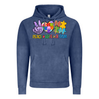 Vintage Denim Peace love Autism Vintage Hoodie - CowGirlArtShop