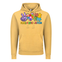 Vintage Mustard Peace love Autism Vintage Hoodie - CowGirlArtShop