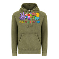 Vintage Olive Peace love Autism Vintage Hoodie - CowGirlArtShop