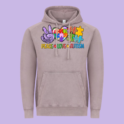 Peace Love Autism Vintage Hoodie Designed By Cowgirlartshop