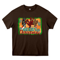 Chocolate Brown merry christmas cactus Heavy Core Tee - Jasminsmagicworld