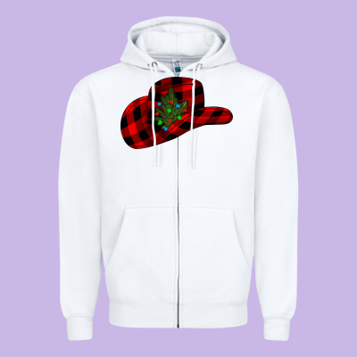 Cowboy Christmas Zipper Hoodie Designed By Cowhidedigitalart