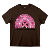 Chocolate Brown in october we wear pink breast cancer awareness rainbow Heavy Core Tee - Jasminsmagicworld