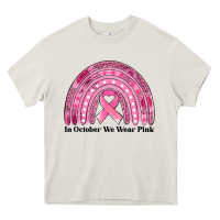 Cream in october we wear pink breast cancer awareness rainbow Heavy Core Tee - Jasminsmagicworld