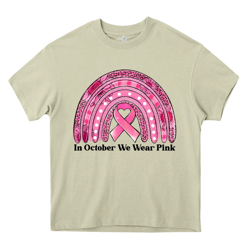 In October We Wear Pink Breast Cancer Awareness Rainbow Heavy Core Tee by Jasminsmagicworld | Teevron