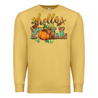 Antique Gold hello fall pumpkin Premium Sweatshirt - BarkalooDesign