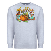 Heather Grey hello fall pumpkin Premium Sweatshirt - BarkalooDesign