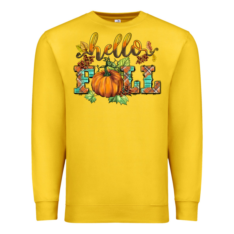 Hello Fall Pumpkin Premium Sweatshirt by BarkalooDesign | Teevron