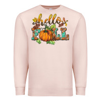 Pale Pink hello fall pumpkin Premium Sweatshirt - BarkalooDesign