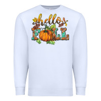 White hello fall pumpkin Premium Sweatshirt - BarkalooDesign