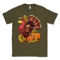 Army Green Thanksgiving turkey with pumpkin and sunflower Classic Tee - NancyCooperArtShop