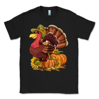 Black Thanksgiving turkey with pumpkin and sunflower Classic Tee - NancyCooperArtShop