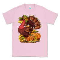 Bubblegum Pink Thanksgiving turkey with pumpkin and sunflower Classic Tee - NancyCooperArtShop