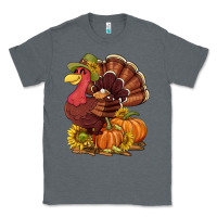 Charcoal Heather Thanksgiving turkey with pumpkin and sunflower Classic Tee - NancyCooperArtShop