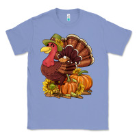 Colony Blue Thanksgiving turkey with pumpkin and sunflower Classic Tee - NancyCooperArtShop