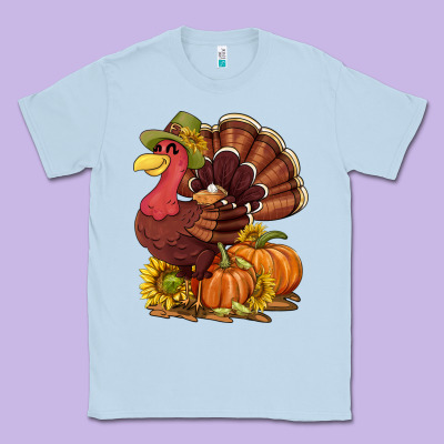 Thanksgiving Turkey With Pumpkin And Sunflower Classic Tee Designed By Nancycooperartshop