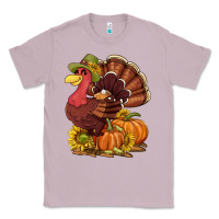 Lilac Thanksgiving turkey with pumpkin and sunflower Classic Tee - NancyCooperArtShop