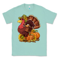 Seafoam Thanksgiving turkey with pumpkin and sunflower Classic Tee - NancyCooperArtShop