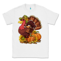 White Thanksgiving turkey with pumpkin and sunflower Classic Tee - NancyCooperArtShop