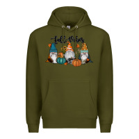 Army Green Fall Vibes Gnomes Premium Hoodie - RanaPortraitStore