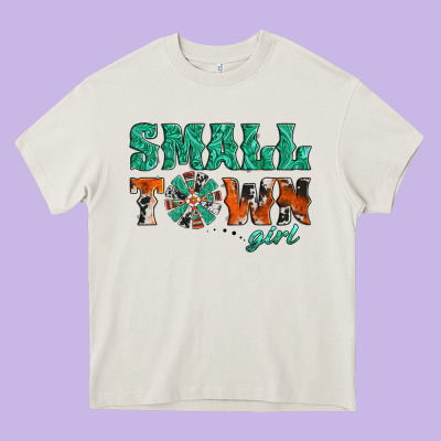 Small Town Girl Western Windmill Heavy Core Tee Designed By Jasminsmagicworld
