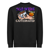 Black Dead Inside Caffeinated Heavyweight Sweatshirt - CowhideDigitalArt