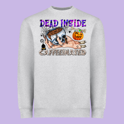 Dead Inside Caffeinated Heavyweight Sweatshirt Designed By Cowhidedigitalart