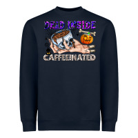 Navy Dead Inside Caffeinated Heavyweight Sweatshirt - CowhideDigitalArt