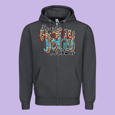 Have A Holly Jolly Christmas Zipper Hoodie Designed By Cowhidedigitalart