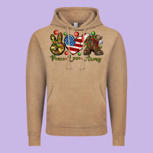 Peace Love Army Christmas 4th Of July Vintage Hoodie Designed By Howdyjamesfarm