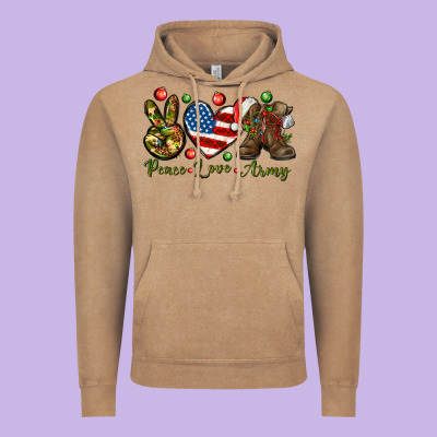 Peace Love Army Christmas 4th Of July Vintage Hoodie Designed By Howdyjamesfarm