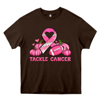 Chocolate Brown tackle cancer pumpkins football and ribbon breast cancer awareness Heavy Core Tee - Jasminsmagicworld