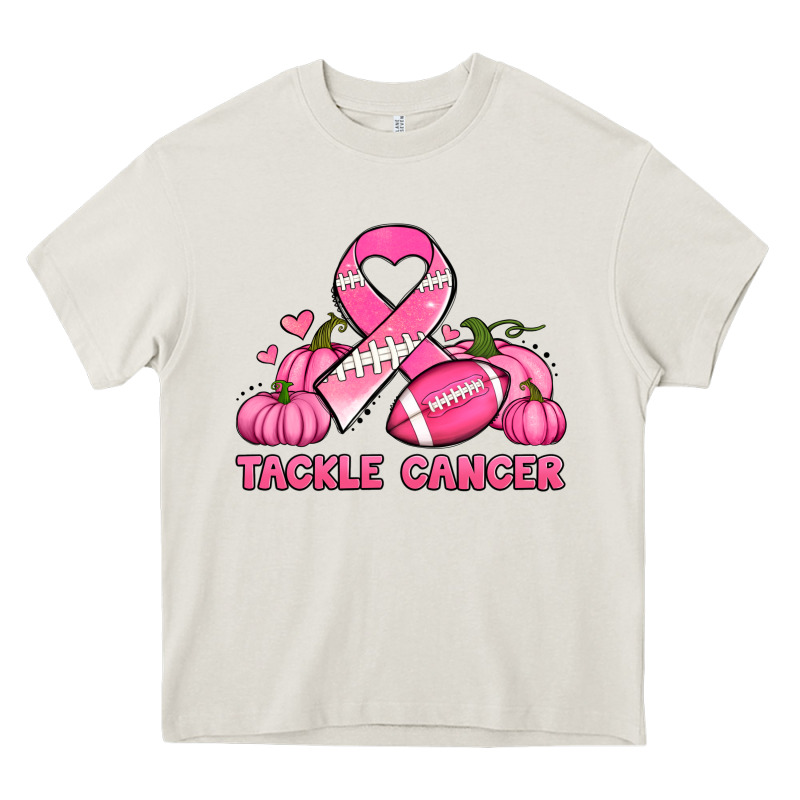 Tackle Cancer Pumpkins Football And Ribbon Breast Cancer Awareness Heavy Core Tee by Jasminsmagicworld | Teevron
