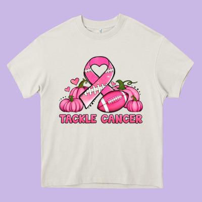 Tackle Cancer Pumpkins Football And Ribbon Breast Cancer Awareness Heavy Core Tee Designed By Jasminsmagicworld