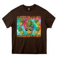 Chocolate Brown summer pineapple Heavy Core Tee - BarkalooDesign