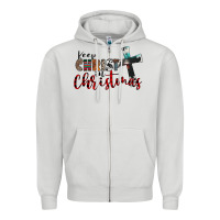 Dove Grey keep christ in christmas Zipper Hoodie - CowhideDigitalArt