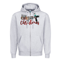 Heather Grey keep christ in christmas Zipper Hoodie - CowhideDigitalArt