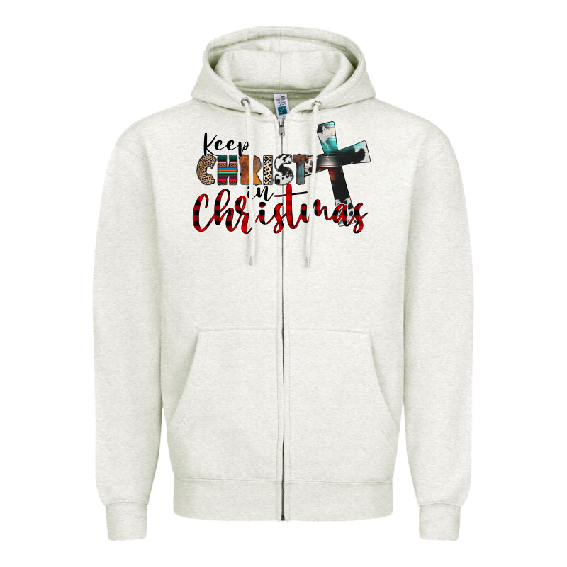 Keep Christ In Christmas Zipper Hoodie by CowhideDigitalArt | Teevron