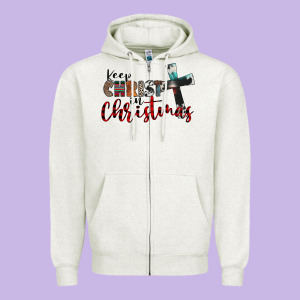 Keep Christ In Christmas Zipper Hoodie Designed By Cowhidedigitalart