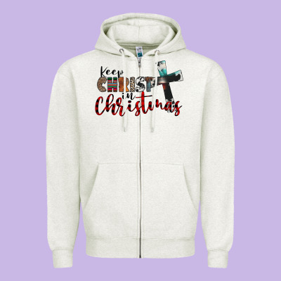 Keep Christ In Christmas Zipper Hoodie Designed By Cowhidedigitalart