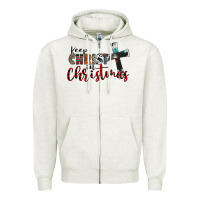 Oatmeal Heather keep christ in christmas Zipper Hoodie - CowhideDigitalArt