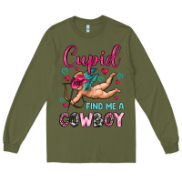 Army Green cupid find me a cowboy Long Sleeve Tee - OliviaCreatesArt