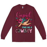 Burgundy cupid find me a cowboy Long Sleeve Tee - OliviaCreatesArt