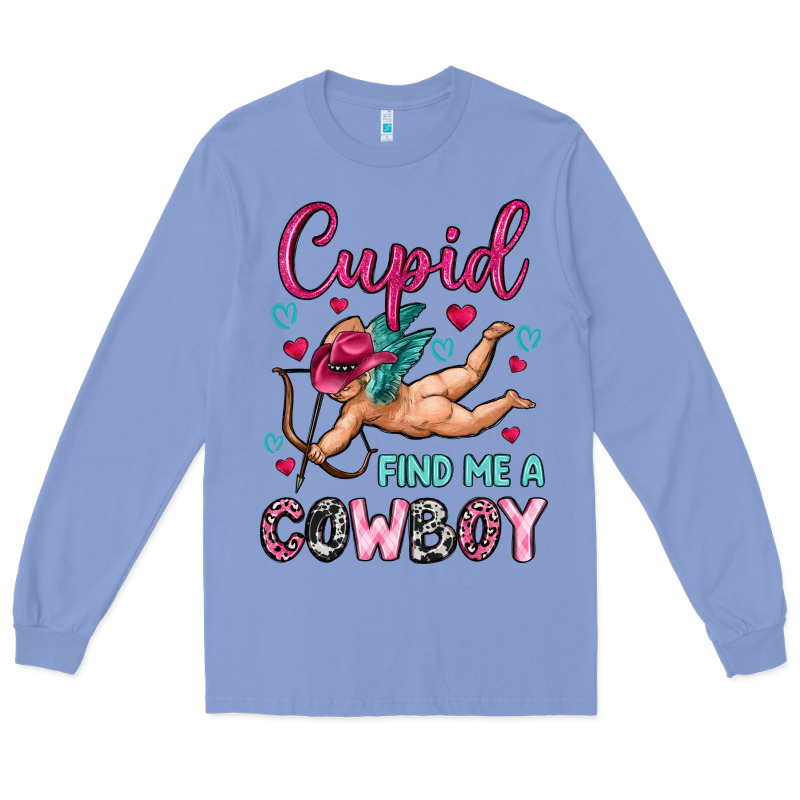 Cupid Find Me A Cowboy Long Sleeve Tee by OliviaCreatesArt | Teevron